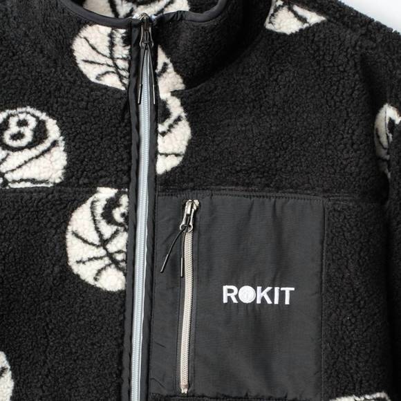 NEW ROKIT men's misfit polar fleece jacket in black - Picture 3 of 4